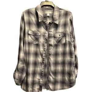 Christopher & Banks Gray Plaid Button Down Shirt.  Excellent Condition